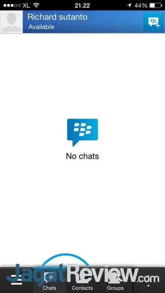 Layar utama aplikasi, berisi daftar chat yang sedang terbuka.