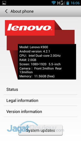 Lenovo K900 - About