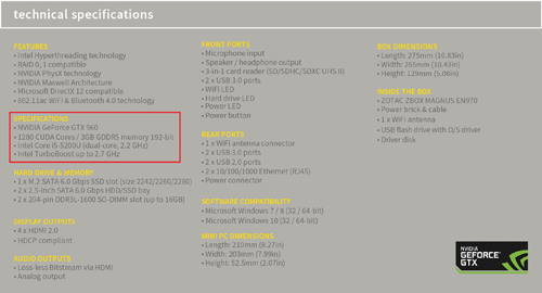 ZBOX MAGNUS EN970 SPEC