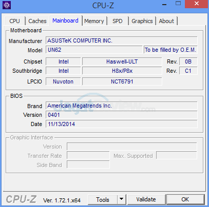 ASUS VivoMini UN62 CPUZ-Mainboard