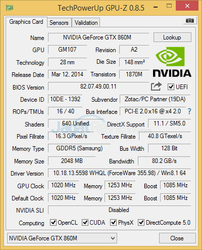 ZOTAC ZBOX EN860 GPUZ