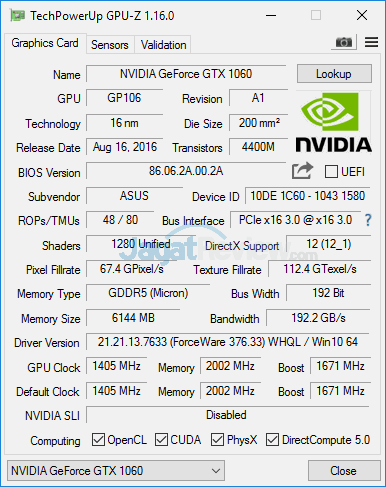 ASUS ROG STRIX GL702VM GPUZ