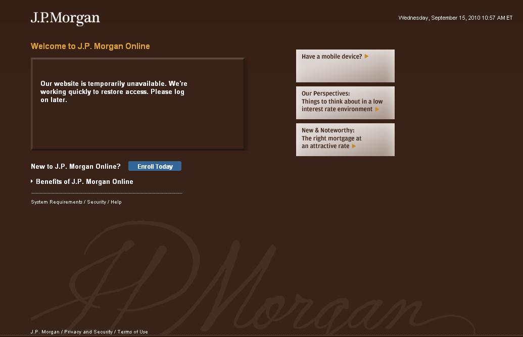 J.P. Morgan Online Outage