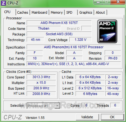 amd phenom 1075t athlon ii x4 645 x6 1075t cpuz