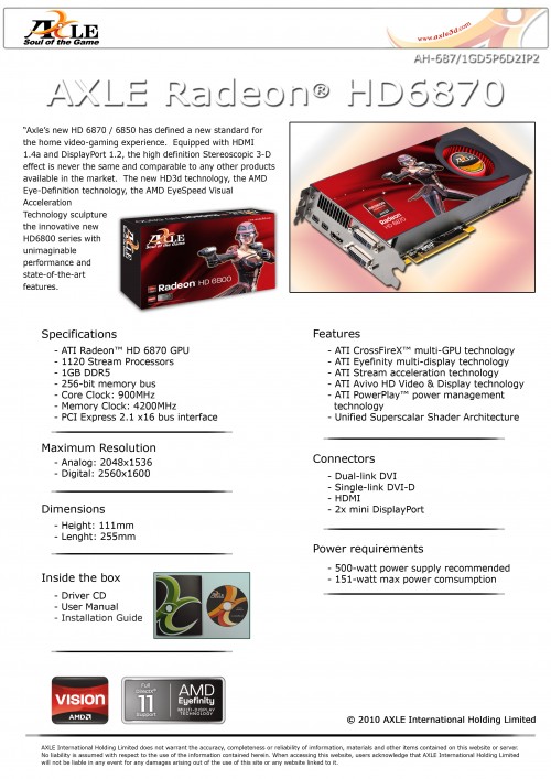 [PR] AXLE Luncurkan Graphics Card Berbasis Radeon HD 6870 • Jagat Review