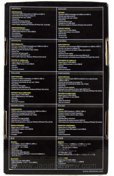 Sharkoon Rapidcase 2.5 USB 3 Box Tampak Belakang
