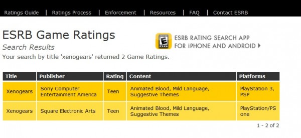 Xenogears esrb