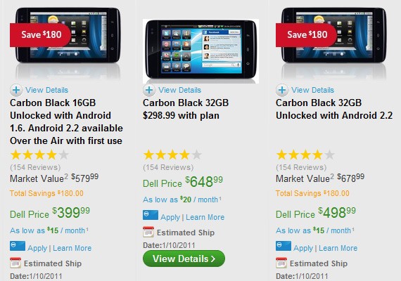 dell streak price