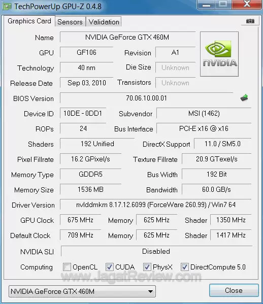 nvidia gtx 460m