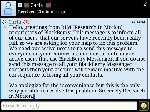 blackberry spam