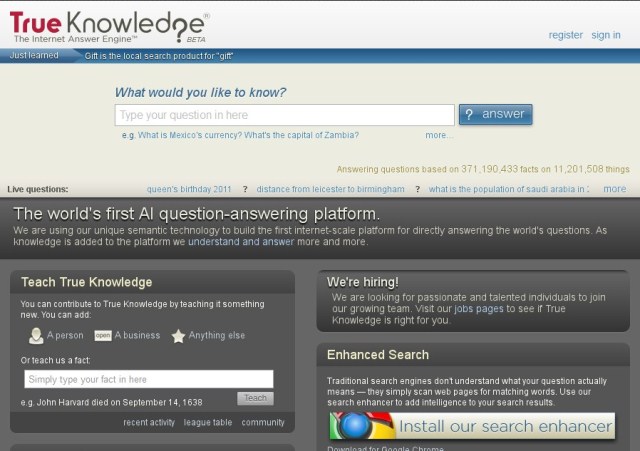 True Knowledge, Website yang (Kabarnya) Mengetahui Segalanya! 9 home