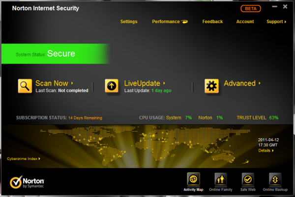 norton internet security 2012 beta main