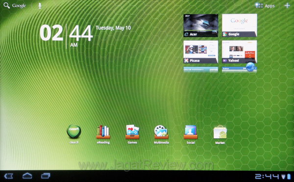 Acer Iconia Tab A500 HomeScreen Utama