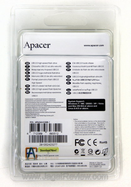 Apacer AH326 - Kemasan Belakang Apacer AH326 Kemasan Belakang