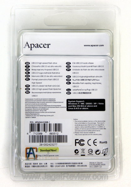 Apacer AH326 Kemasan Belakang