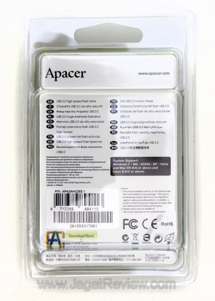 Apacer AH328 Kemasan Penjualan Belakang