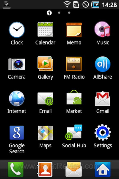 Samsung Galaxy Gio Menu