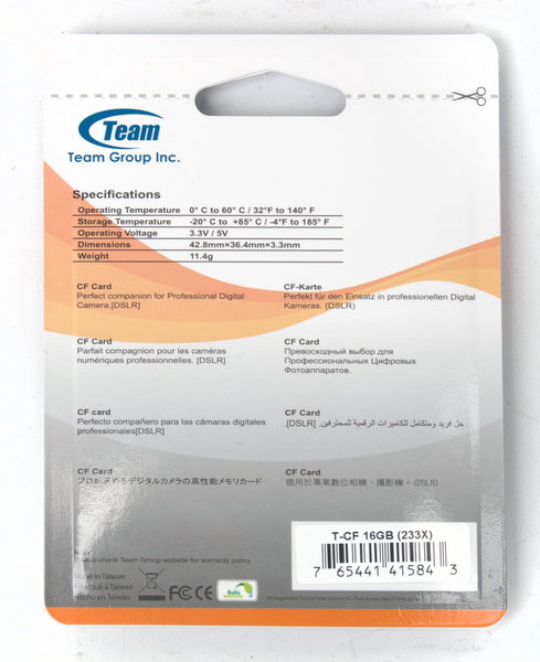 Team CF Card Kemasan belakang