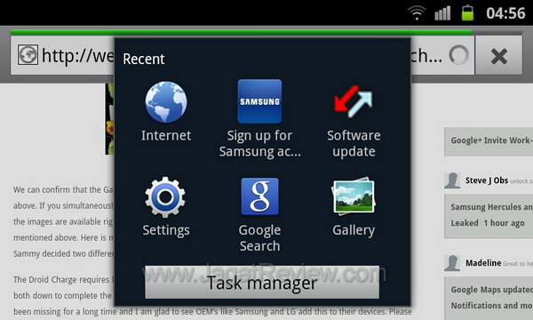 Samsung Galaxy SII Task Manager
