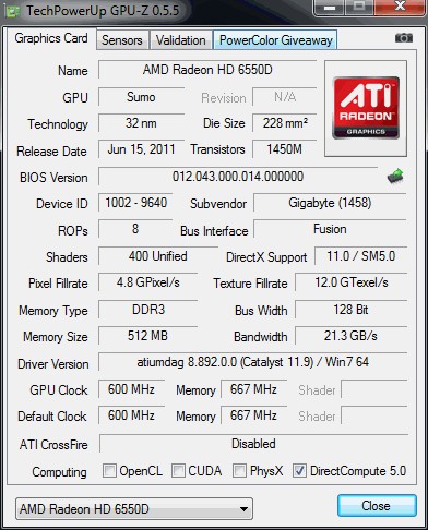 GPUZ GIGABYTE A75 D3H Normal