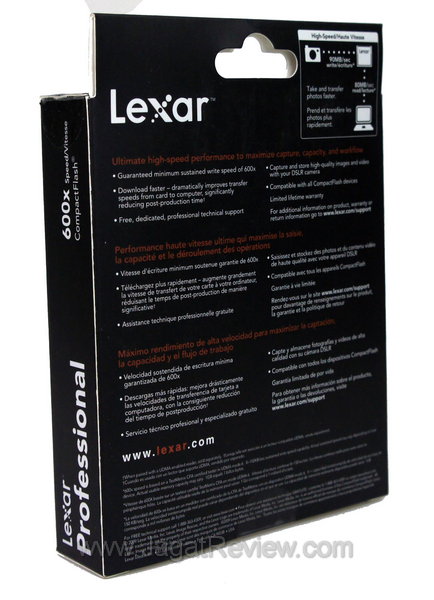 Lexar CF 8 GB 600x Kemasan Belakang