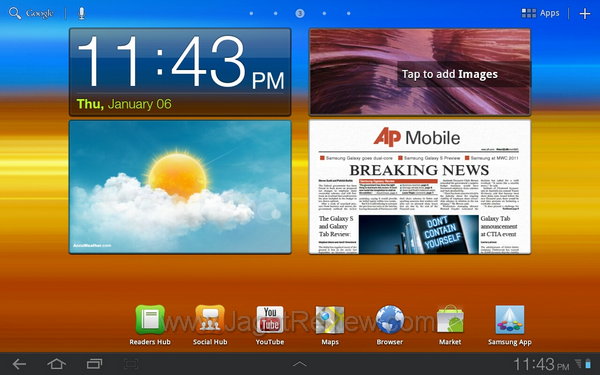 Samsung Galaxy Tab 8.9 Main Homescreen