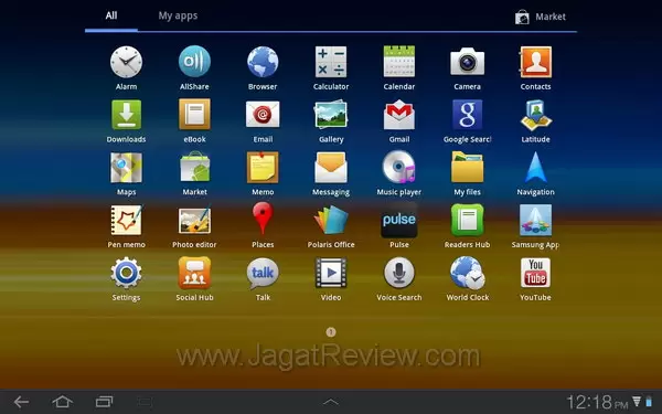 Samsung Galaxy Tab 8.9 Menu