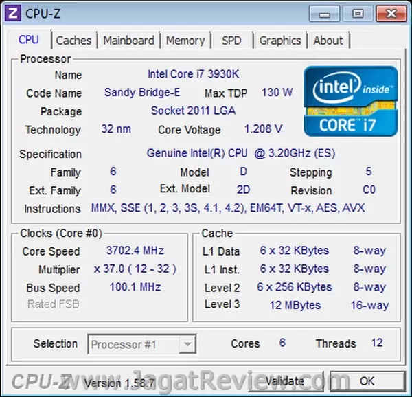 Sandybridge E 3930K cpu 3702