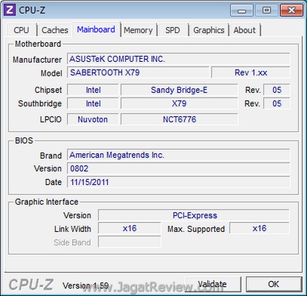ASUS Sabretooth X79 CPUZ mainboard