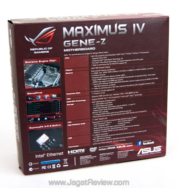 asus rog maximus iv gene-z back box asus rog maximus iv gene z back