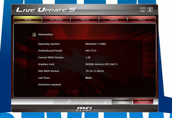 MSI BigBangXPowerII Utility LiveUpdate Home1