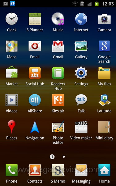 Samsung Galaxy Note Menu