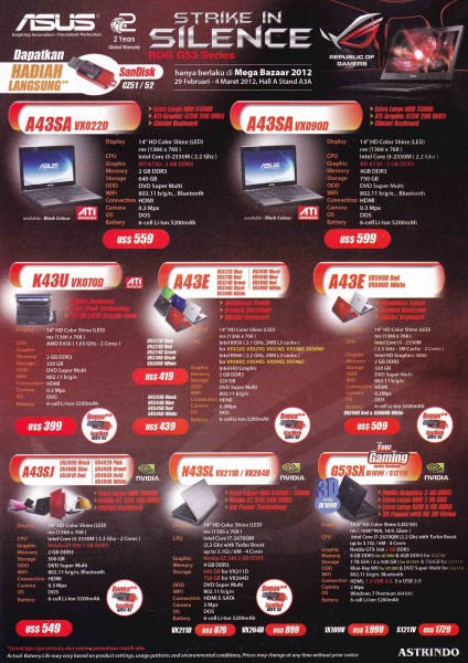 Promo Notebook ASUS Mega Bazaar 2012 1