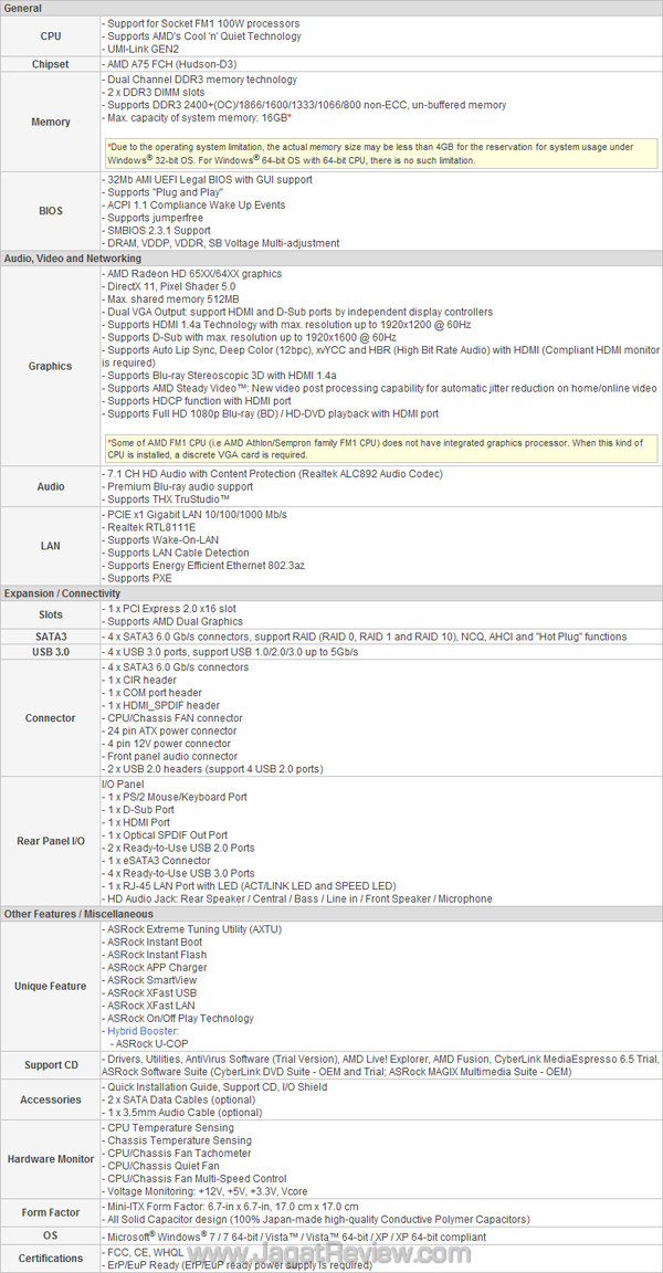 asrock a75m-itx spec asrock a75m itx spec