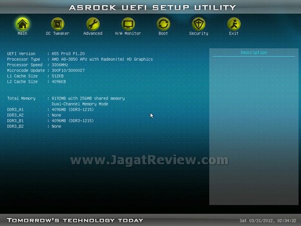 ASRock A55 Pro3 BIOS Main