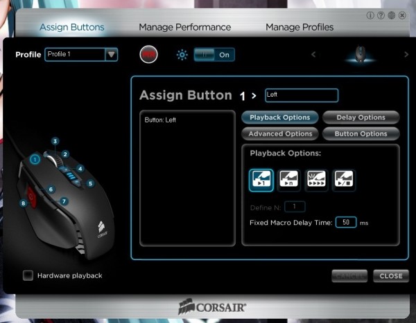 Corsair Assign button
