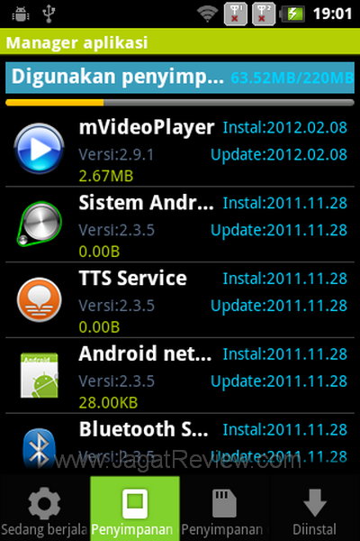 Lenovo A60  - Manajer Aplikasi
