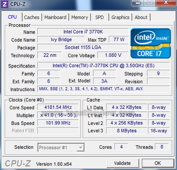 ASUS P8Z77 V Pro CPUZ Optimal cpu 4181
