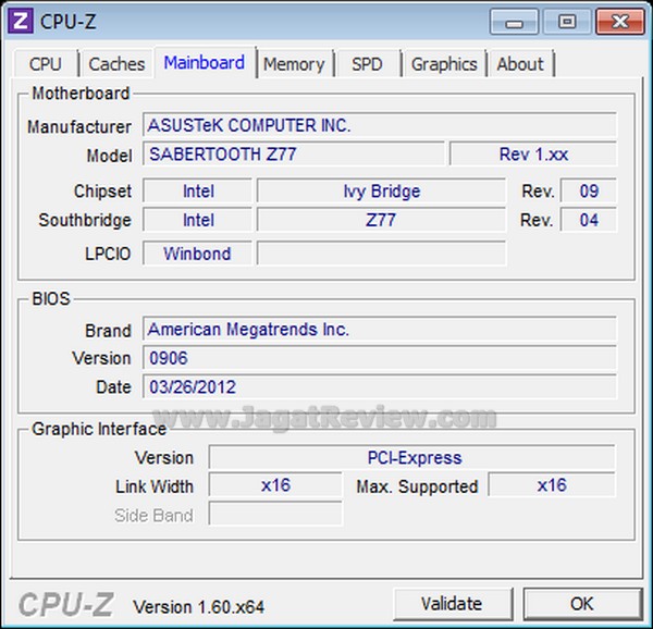 ASUS Sabertooth Z77 CPUZ Normal mainboard