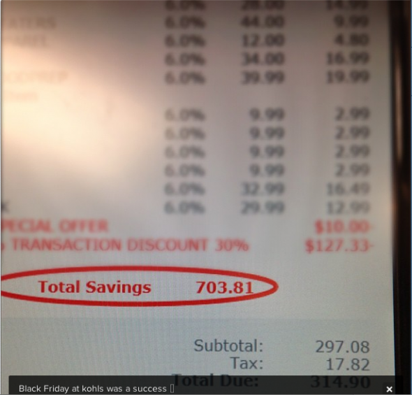 no wonder people go nuts for black friday look how much this customer saved at kohls