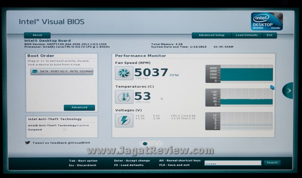 Intel NUC DC321BY BIOS HomeScreen