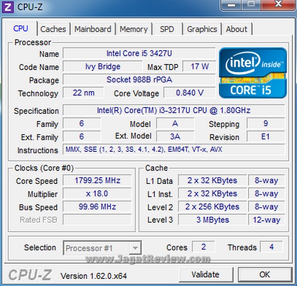 Intel NUC DC321BY CPUZ cpu 1799