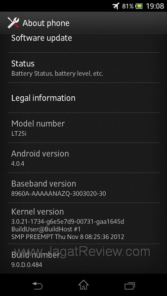 Sony Xperia V About
