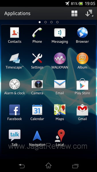 Sony Xperia V App Drawer