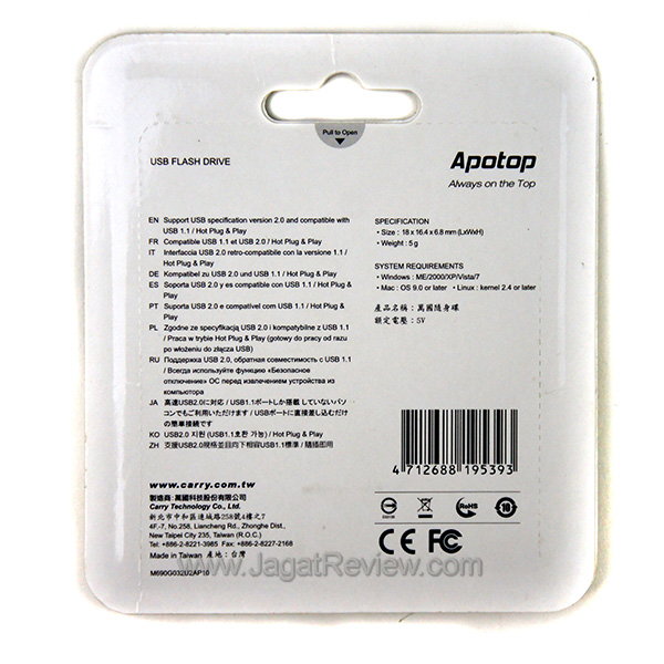 Apotop USB Flash Disk Kemasan Belakang