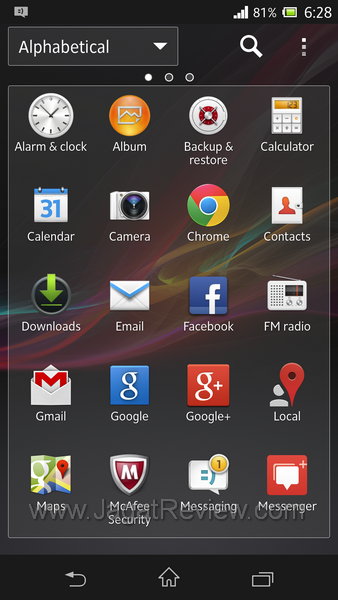 Sony Xperia Z App Drawer