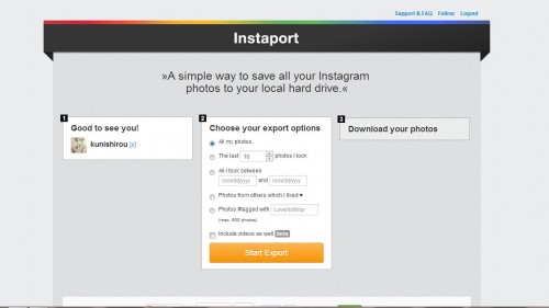 instaport-start export