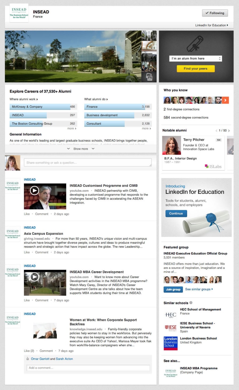 Halaman Universitas LinkedIn