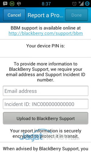 BBM for Android - Report Problem