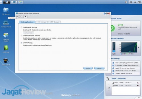 Konfigurasi untuk mengaktifkan database server berbasis MySQL.